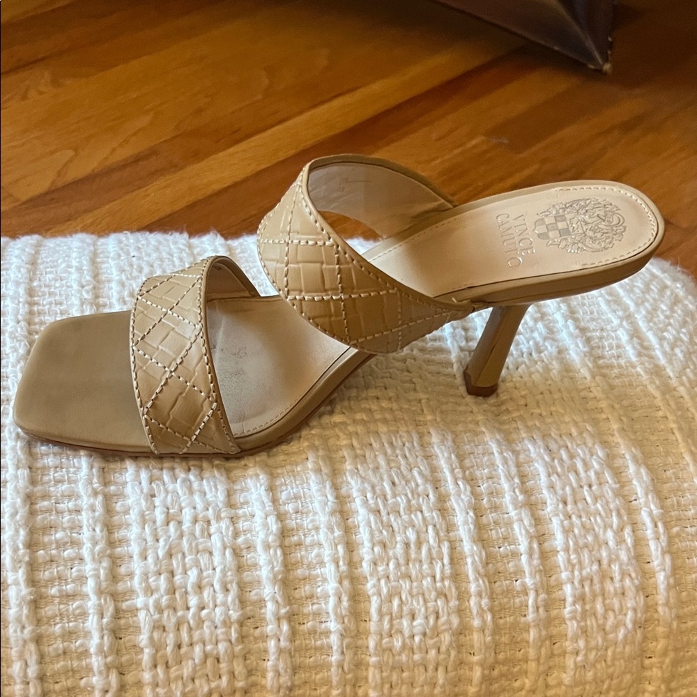 Vince Camuto Tan Quilted Heels